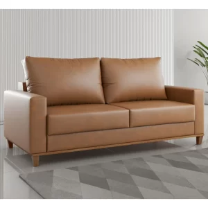 Sillon Sofa 3 Cuerpos En Pu Patas De Madera Living Comedor