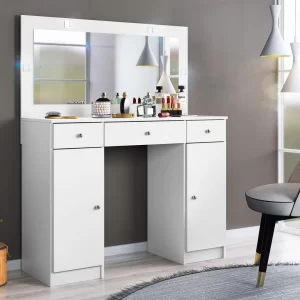 Tocador Con Espejo Luz Para Maquillaje Dormitorio Cajonera